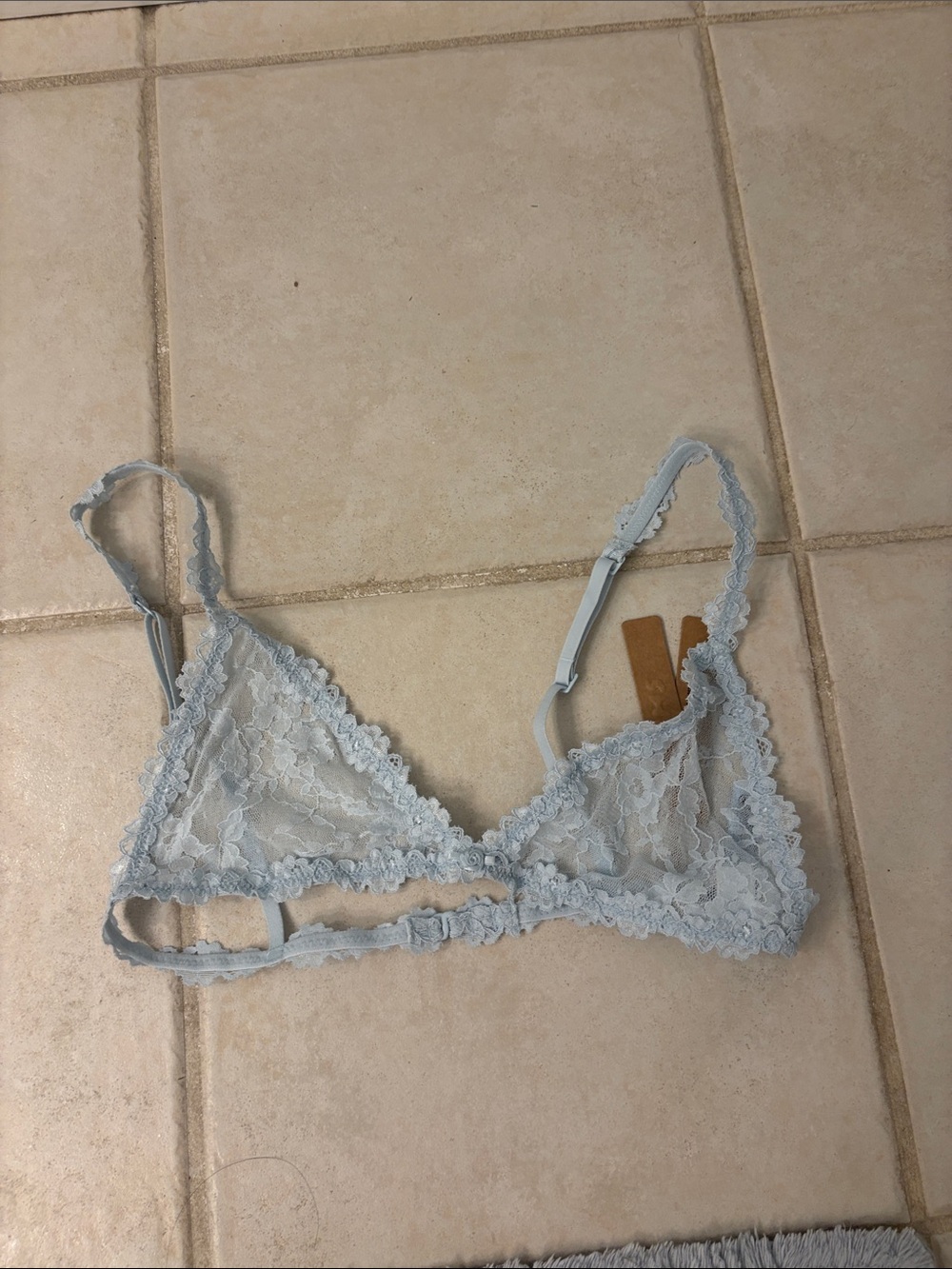 SKIMS Light Blue Lace Triangle Bralette